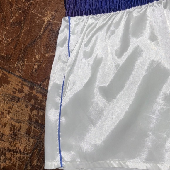 White vintage Athletic Shorts with Blue Waistband - Picture 3 of 7